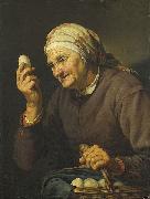 Hendrick Bloemaert woman selling eggs oil